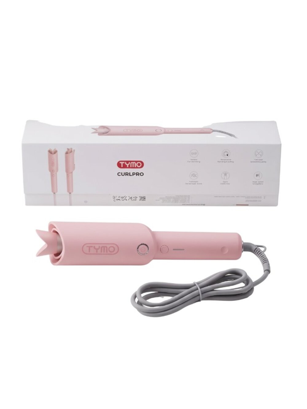 NIB TYMO CurlPro 1-Inch Automatic Hair Curler Iron Pink Styling Tool